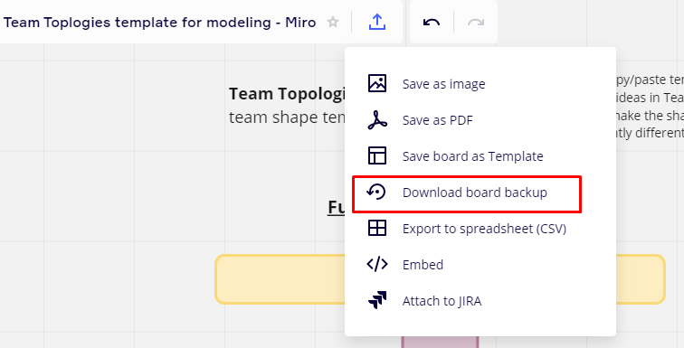 Screenshot of Exporting a Miro backup